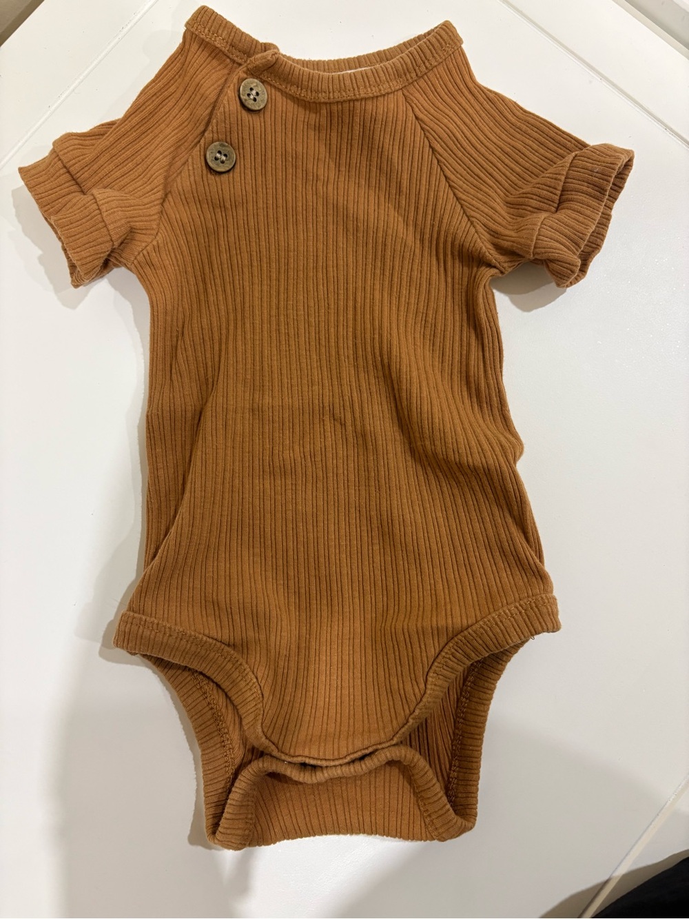 Rachel Zoe Ribbed One-Piece Bodysuit in Caramel Brown